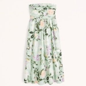 Gently worn Abercrombie Emerson Strapless Poplin Midi Dress L green floral